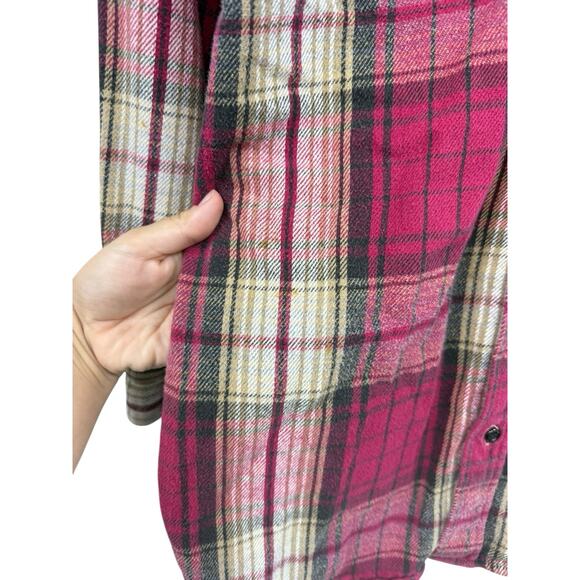 Vintage Oshkosh Sportswear Shirt Flannel Red Cotton Heavy Button Up Mens Medium - Picture 5 of 9